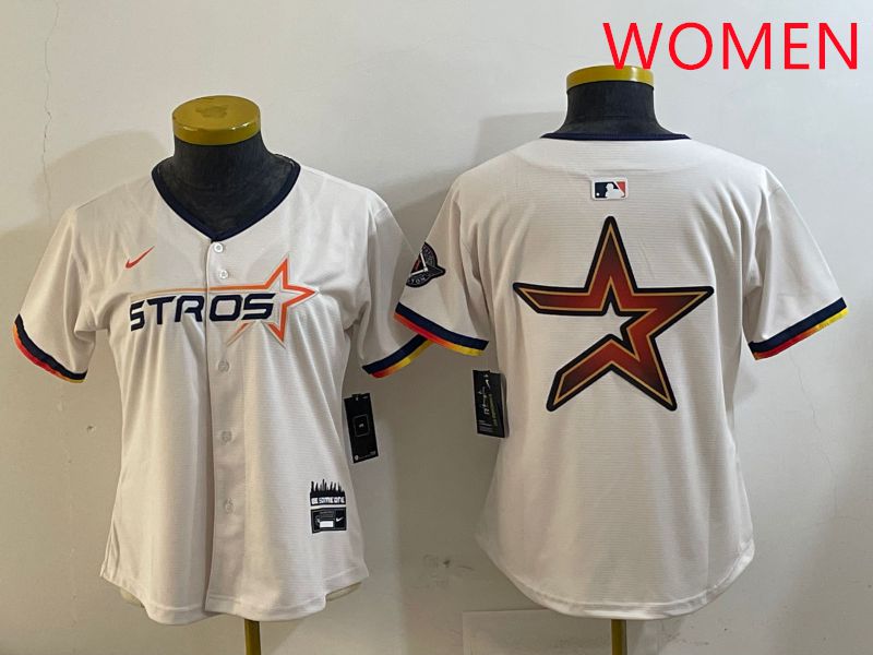 Women Houston Astros Blank Cream Three generations Joint Name 2025 Nike MLB Jersey style 41010->women mlb jersey->Women Jersey